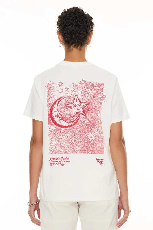 Basic Jersey Celestial Poster Relaxed T-shirt - Egret