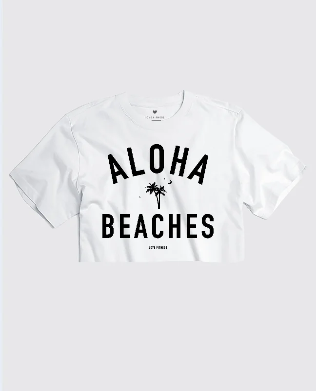 Beaches Crop Tee - White