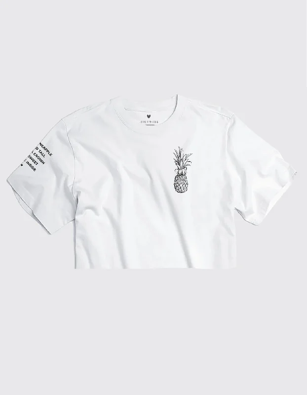 Pineapple Logo Crop Tee - White