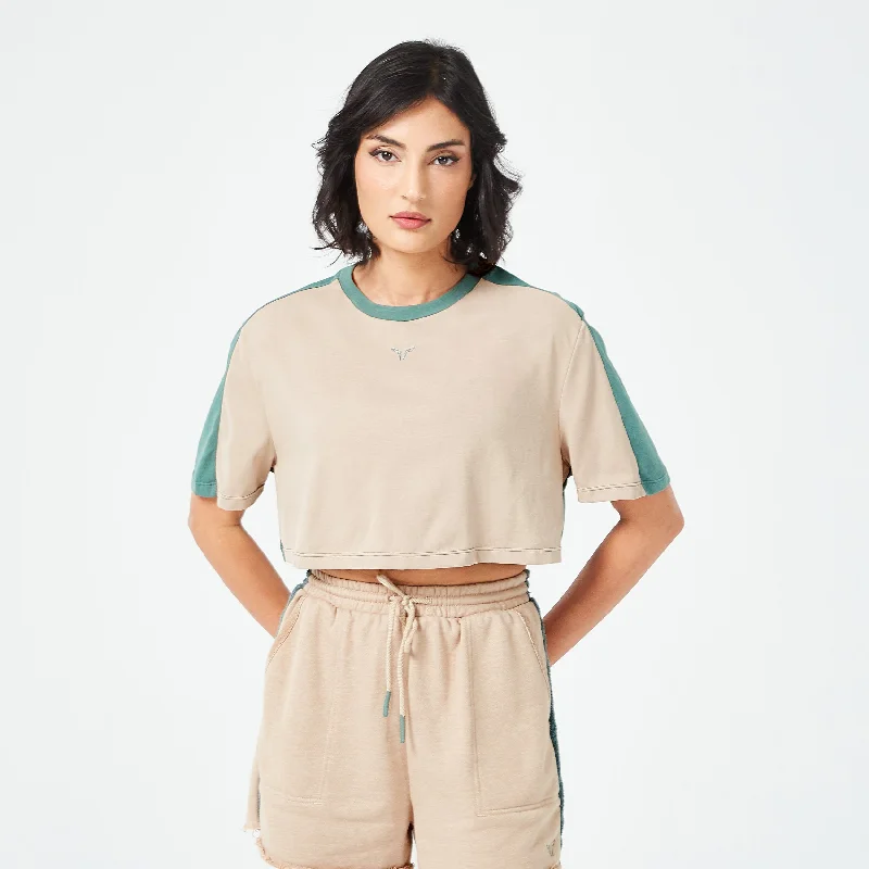 Retrograde Crop Tee - Cobblestone Marl & Dark Forest Marl