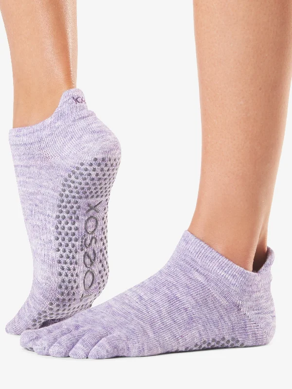 Toesox Full Toe Low Rise Grip Socks - Heather Purple