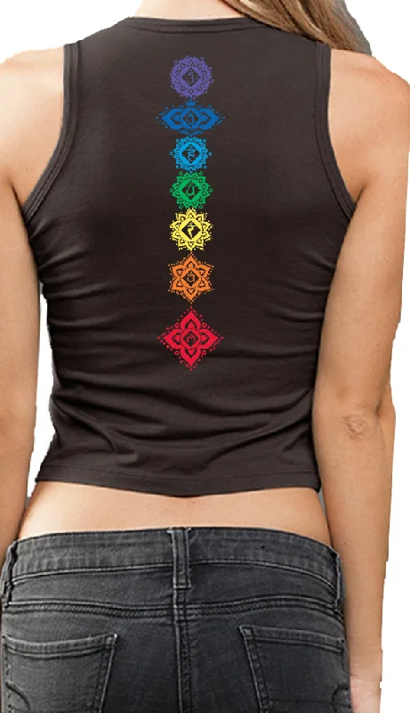 Ladies FLORAL CHAKRAS Cropped Tank - Back Print - Made in America