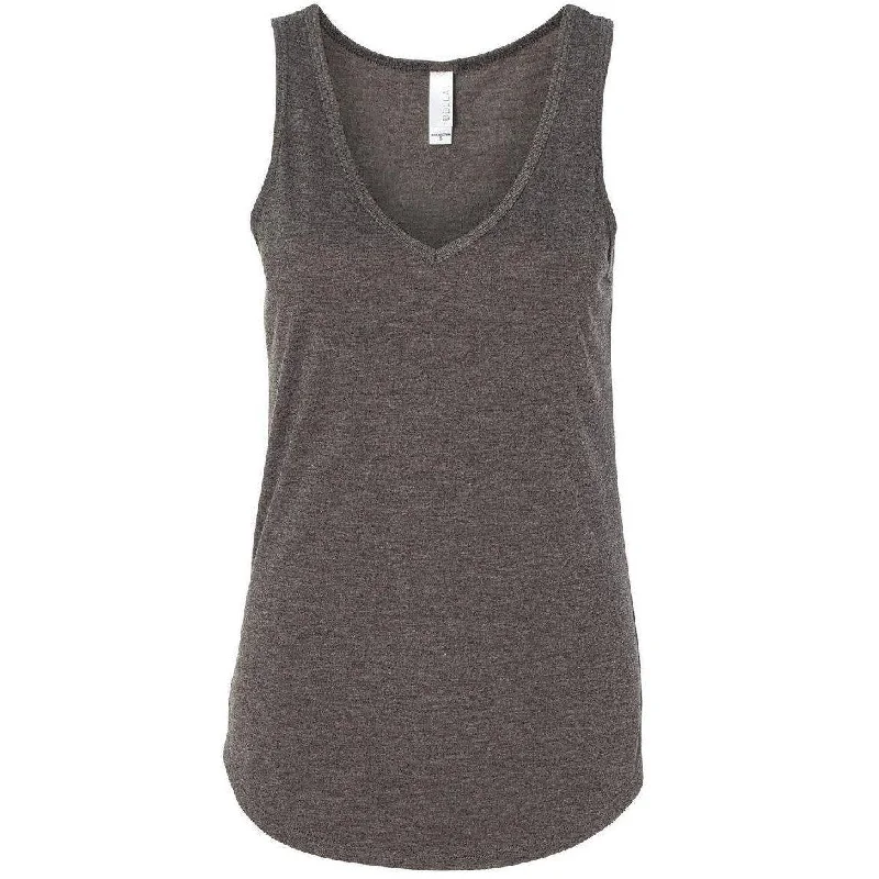 Ladies Dark Grey Flowy V-Neck Tank Top