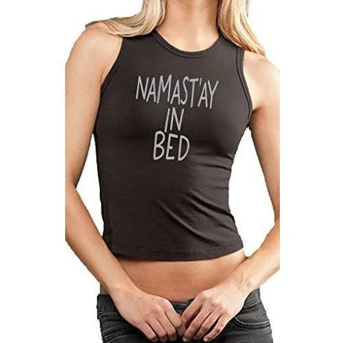 Womens Namast'ay in Bed Cropped Tank Top - Made in USA