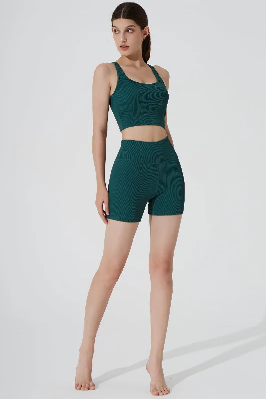 Esmeray High Waist Ribbed Short - Botanic